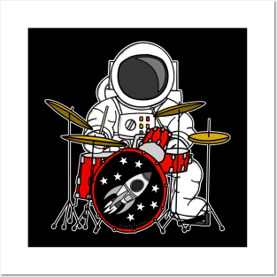 Astronaut Playing Drums Drummer Space Enthusiast Musician Posters and Art